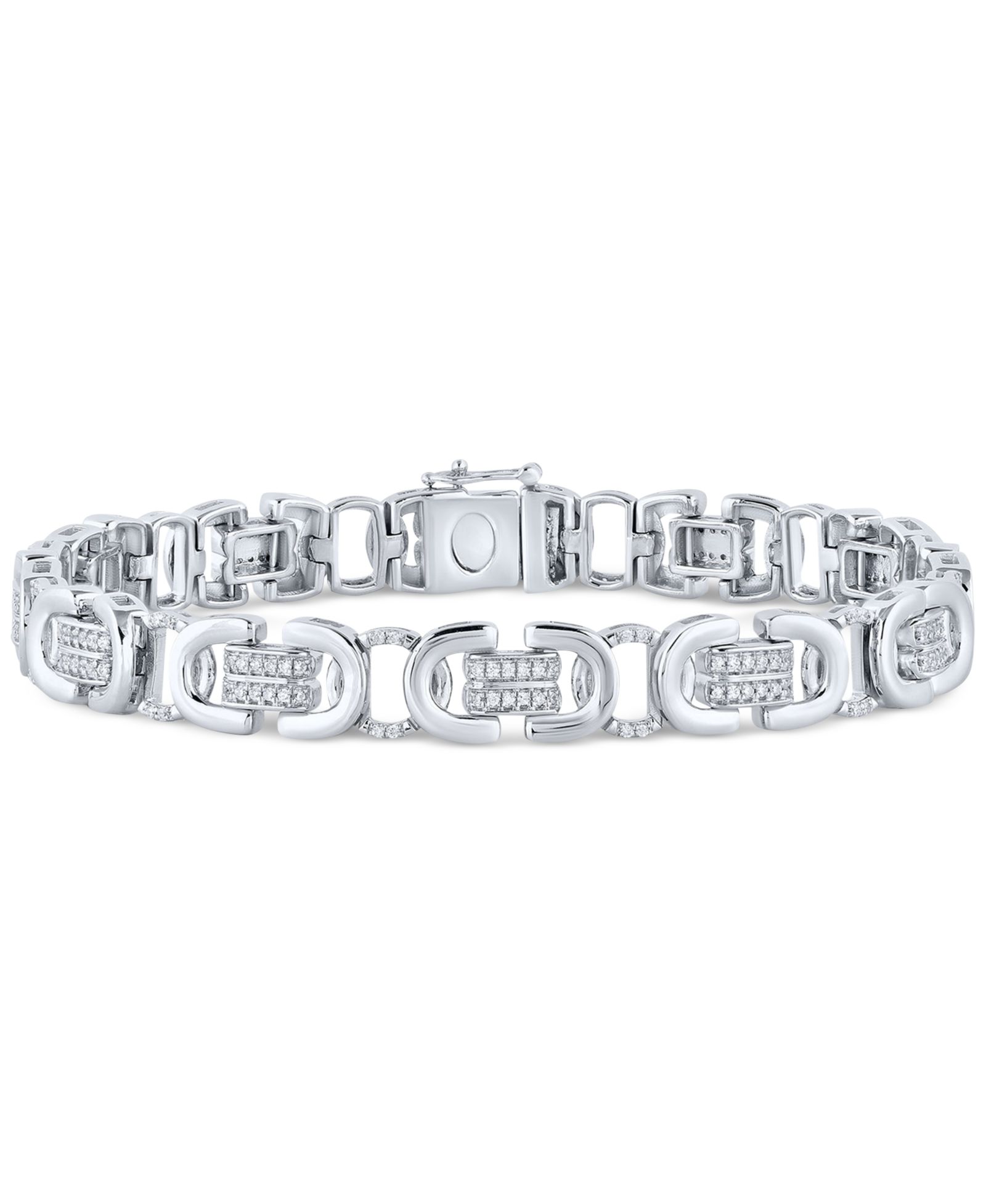 Мужской браслет Diamond Pavé U Link (1 ct. t.w.) из стерлингового серебра