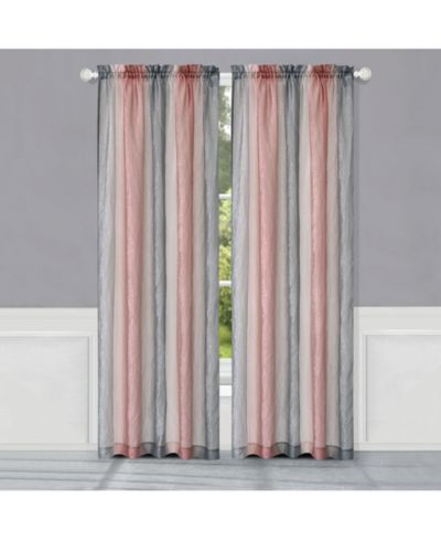 Kate Aurora 1 Piece Crushed Faux Satin Silver and Blush Rose Pink Ombre Window Curtain Panel