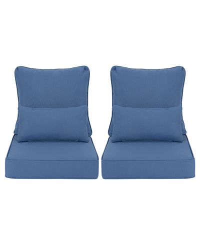 Aoodor 24'' x 24'' Outdoor Deep Seat Cushion Set, Olefin Fabric (Set of 2 Seats, 2 Backs, 2 Lumbar Pillows)