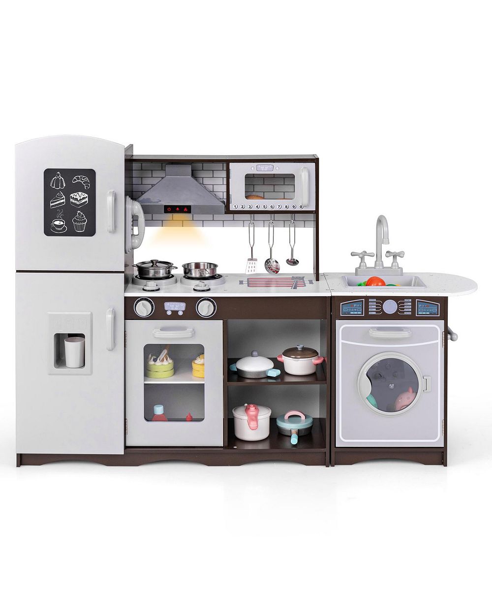 Slickblue Corner Toy Kitchen Set with Light with Sounds Interactive