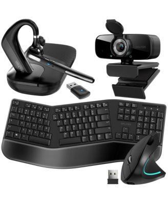Delton 90X Work Anywhere Wireless Noise-Cancelling Ergonomic Headset, Webcam, Keyboard and Mouse, 4-Piece Kit for PC/Laptop/Mac