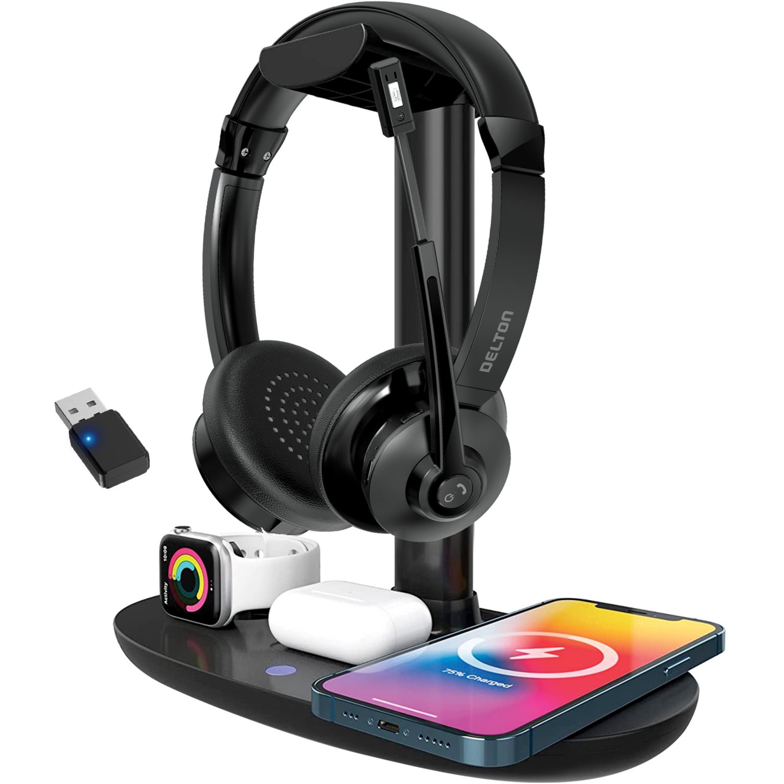 Delton 30X Bluetooth Noise-Cancelling Wireless Headset with Charging Station (DHSWC130XD)