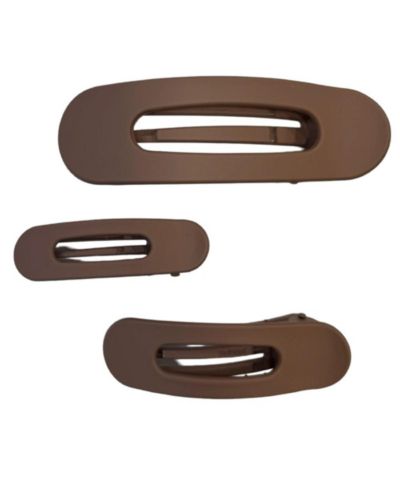 Mixed Size Flat Lay Clip Set - Brown