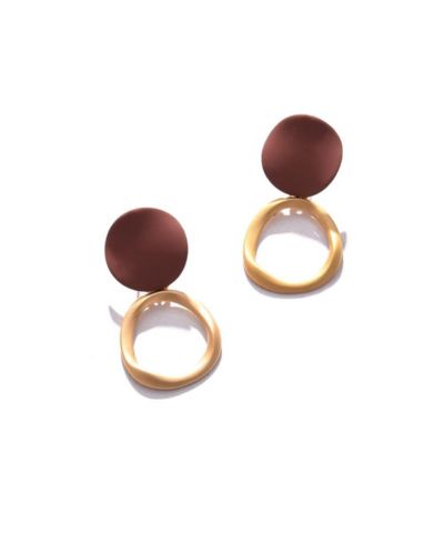 SOHI Women's Red Colourblock Circular Earrings