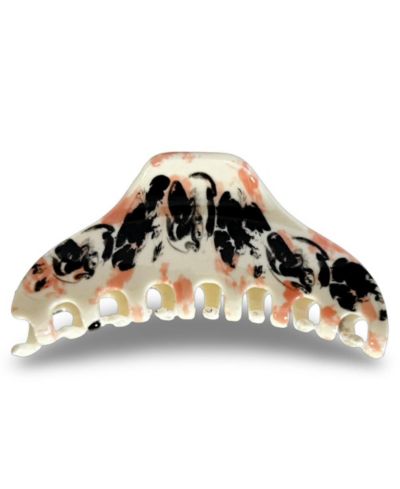Large Claw Clip - Black + Coral Marble