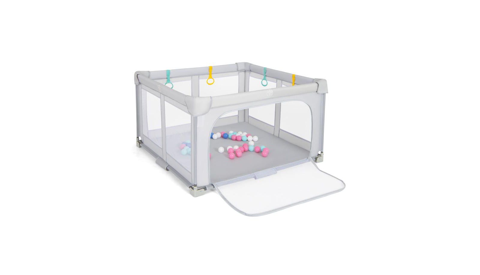 Foldable Baby Safety Play Yard with Secure Zipper Gate for Toddlers