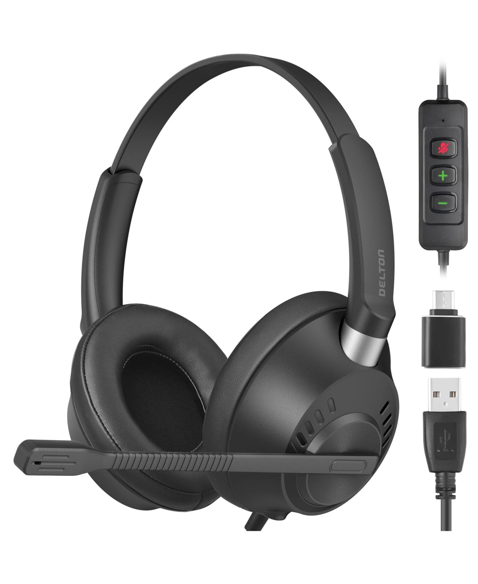 Delton USB гарнитура с микрофоном Hi-Fi Stereo Black