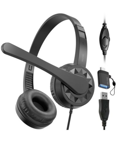 Delton 12Y гарнитура для компьютера с микрофоном, проводные наушники для PC/Laptop/Mac, совместимы с Microsoft Teams, Google Meet и др. - черный