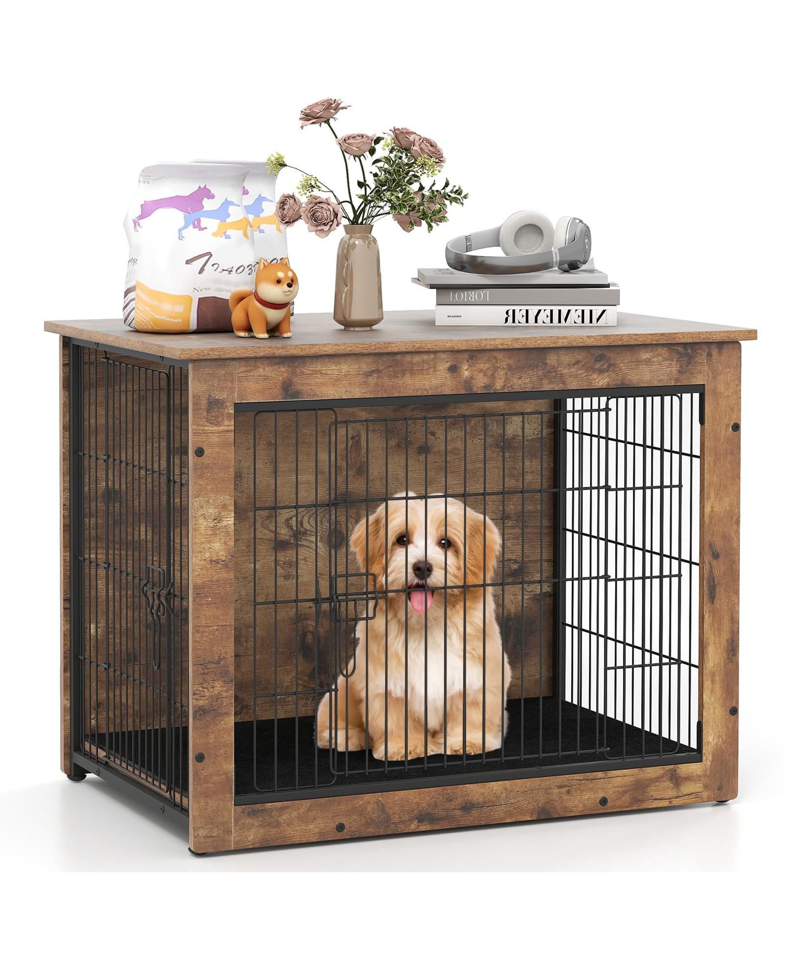Домик для собак Ecooso Furniture с подушкой и двойными дверями для Small/Medium Dogs