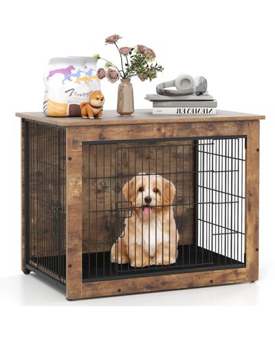 Ecooso Dog Crate Furniture with Cushion and Double Doors for Small/Medium Dogs