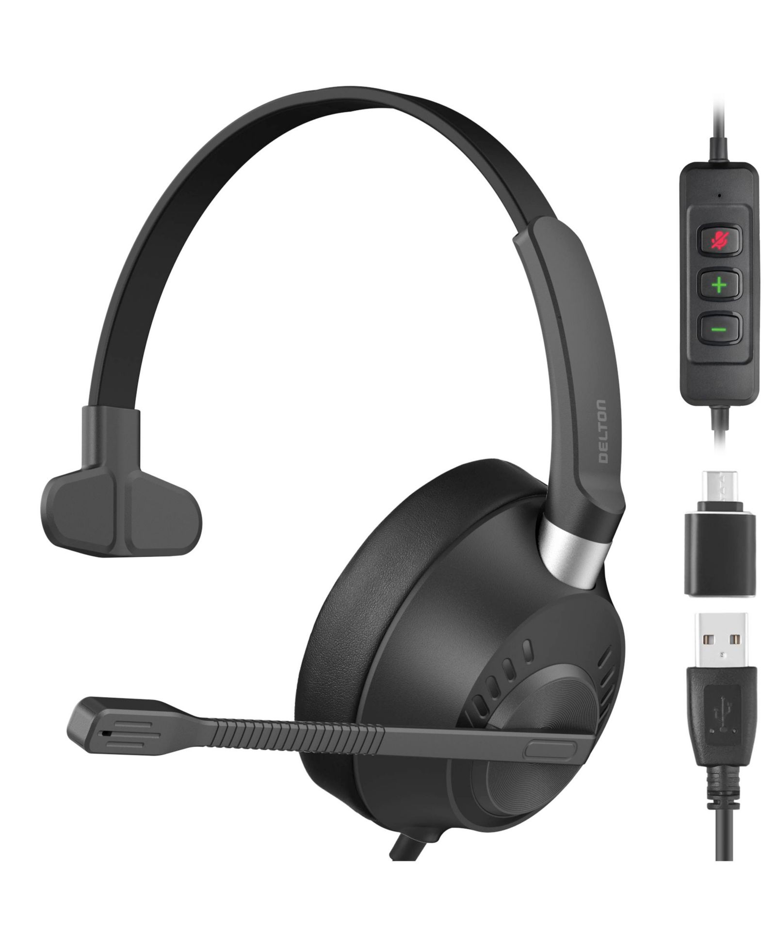 Моногарнитура Delton 40Y USB/USB-C с микрофоном с шумоподавлением