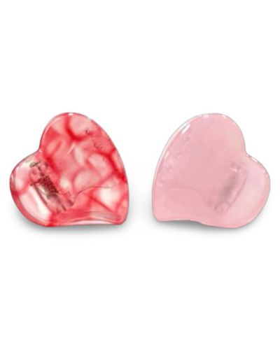 Headbands of Hope Mini Heart Clip Set - Red + Pink