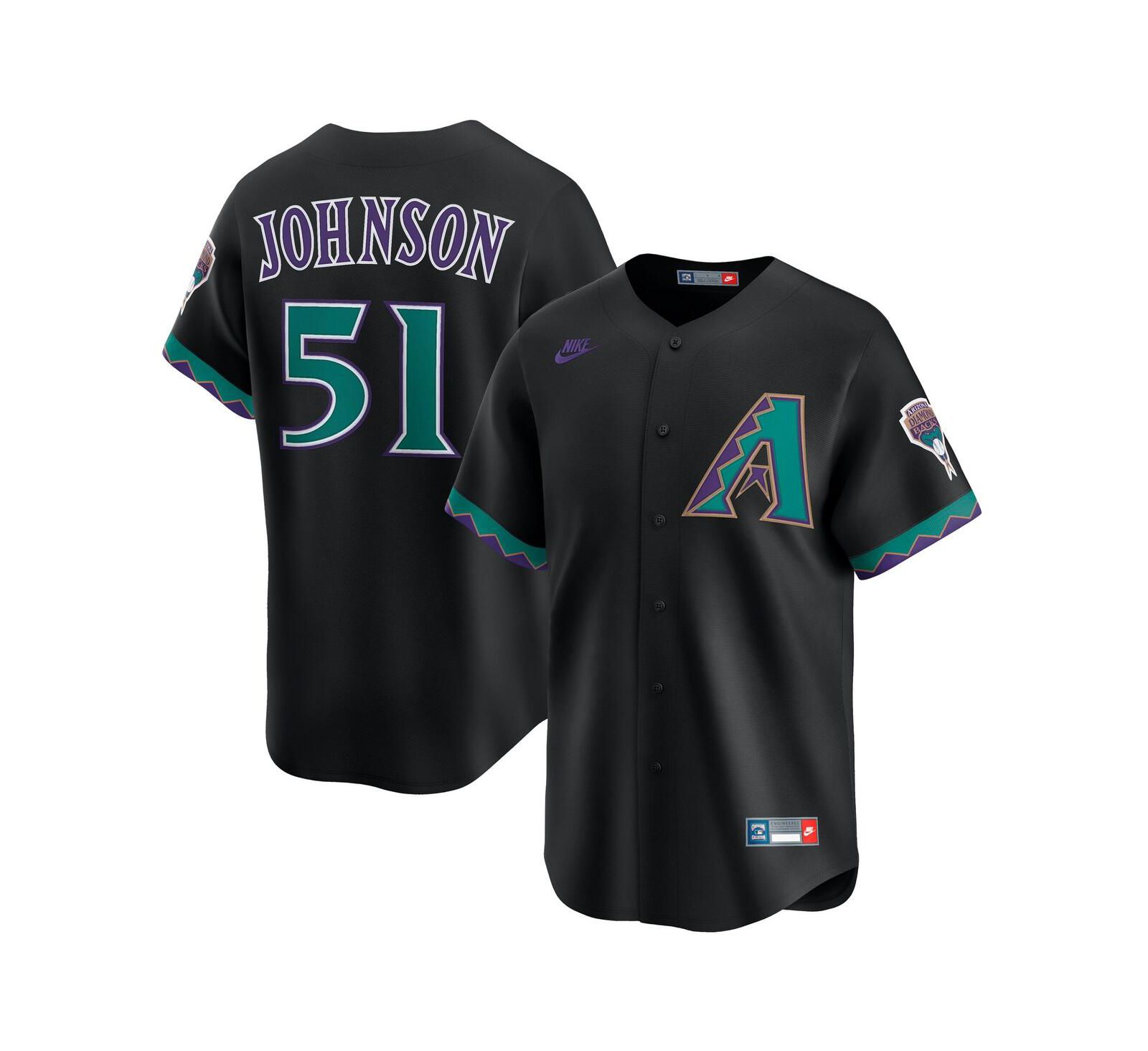 Nike Мужская джерси Randy Johnson Black Arizona Diamondbacks, коллекция Cooperstown Limited