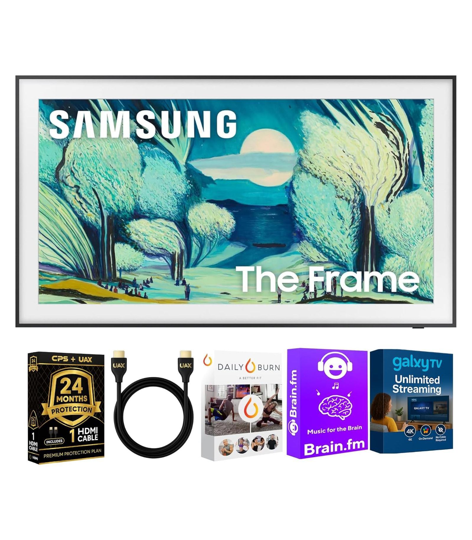 Samsung Smart TV Bundle The Frame LS03F QLED, Quantum HDR, Art Mode, Slim Fit Wall Mount, Alex