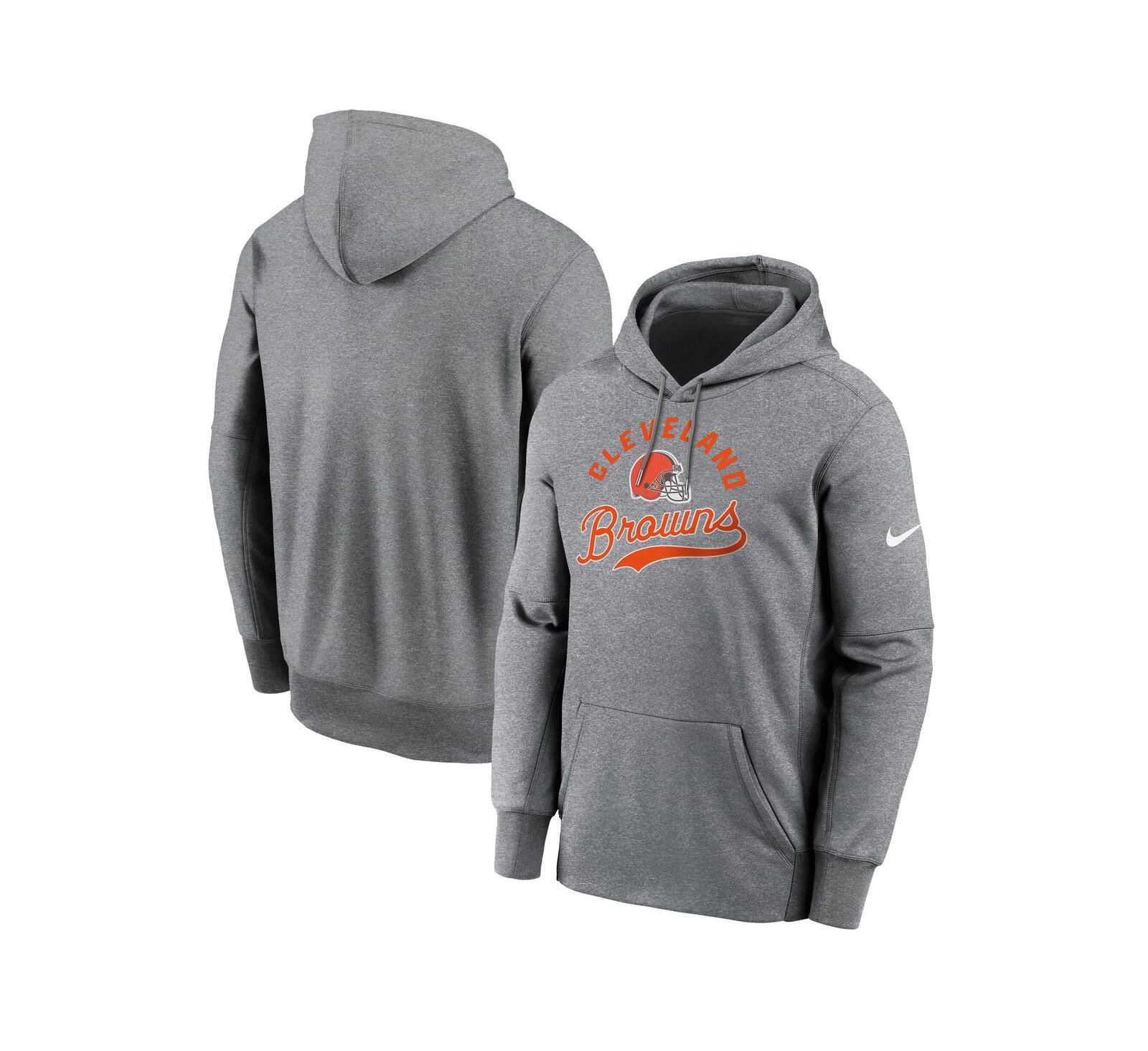 Nike Men's Heather Gray Cleveland Browns Performance Fleece Pullover Hoodie