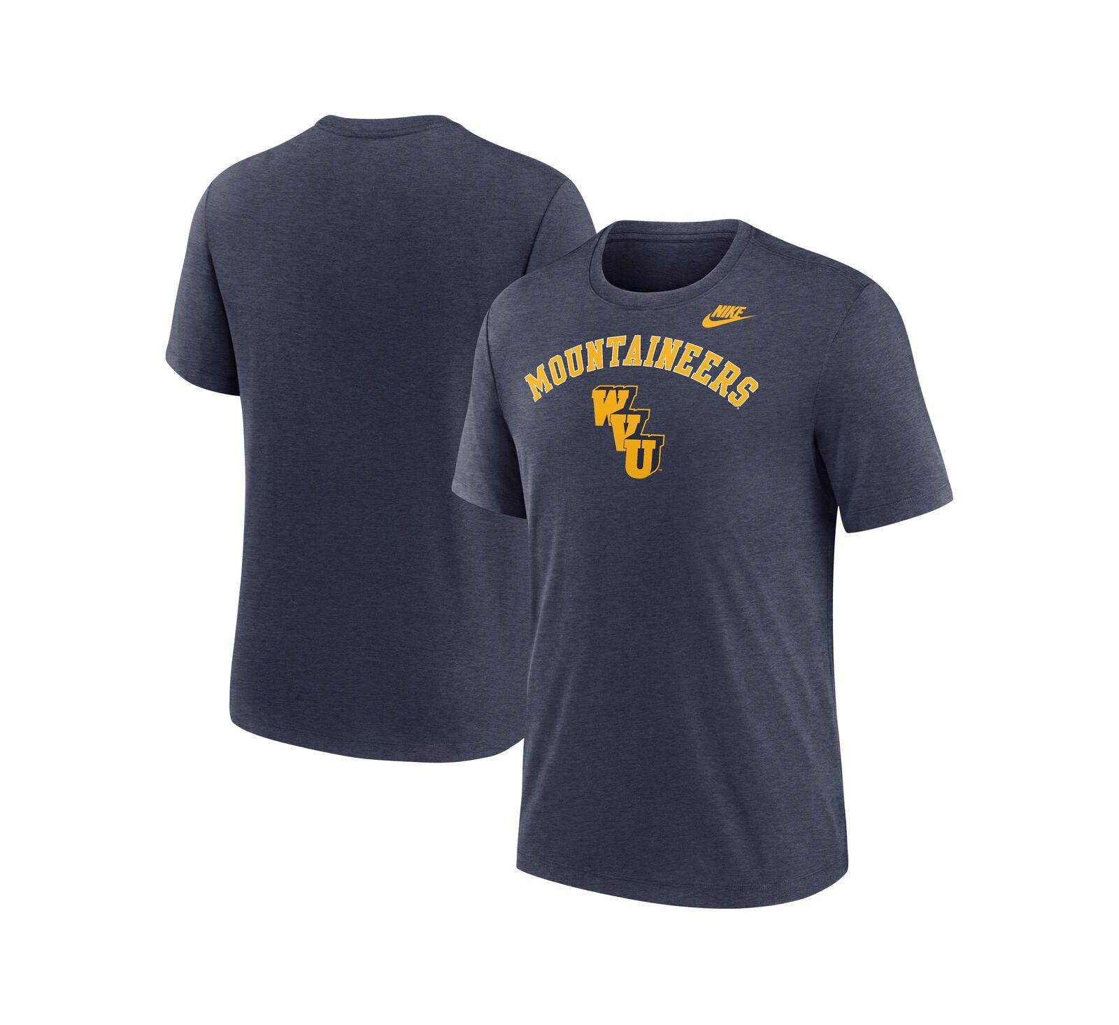 Nike Men's Heather Navy West Virginia Mountaineers Legacy Arch Tri-Blend T-Shirt