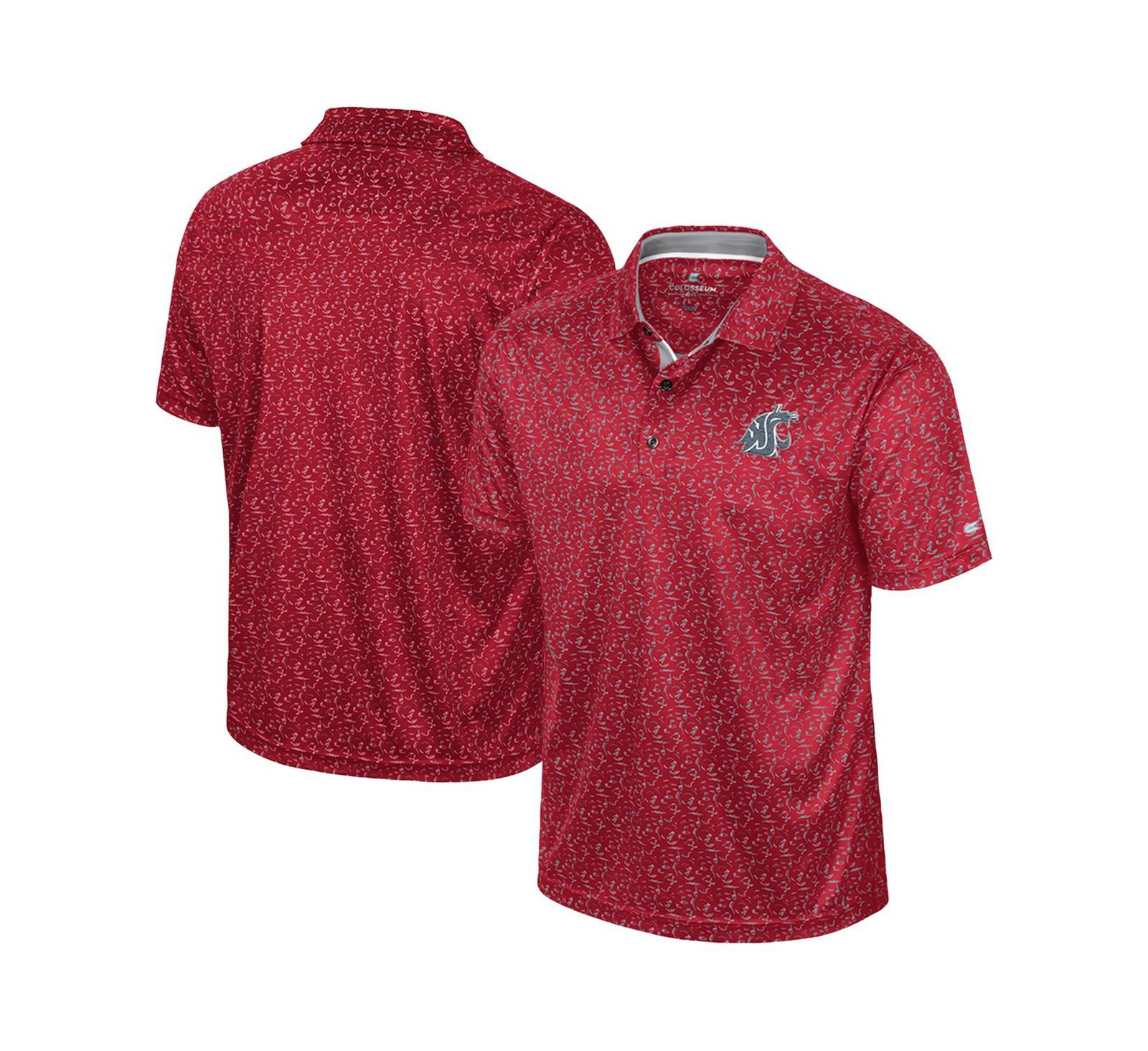 Colosseum Men's Crimson Washington State Cougars Sublimated Golf Polo Shirt