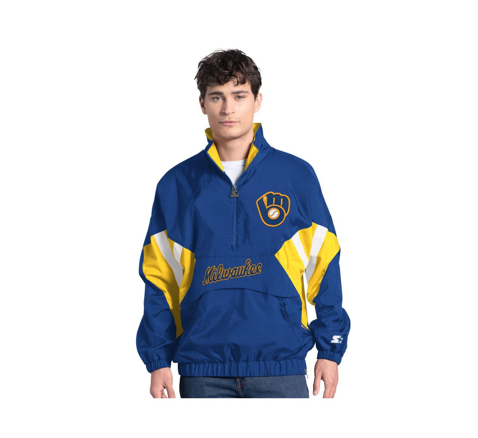 Худи Starter Мужской Royal Milwaukee Brewers Cooperstown Chief Half-Zip Pullover