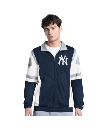 Starter Мужская спортивная куртка New York Yankees Contender Tricot Full-Zip, темно-синяя/серая