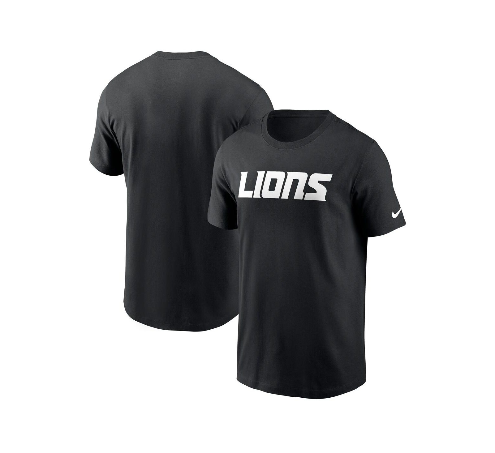 Мужская футболка Nike Black Detroit Lions Primetime Wordmark Essential T-Shirt