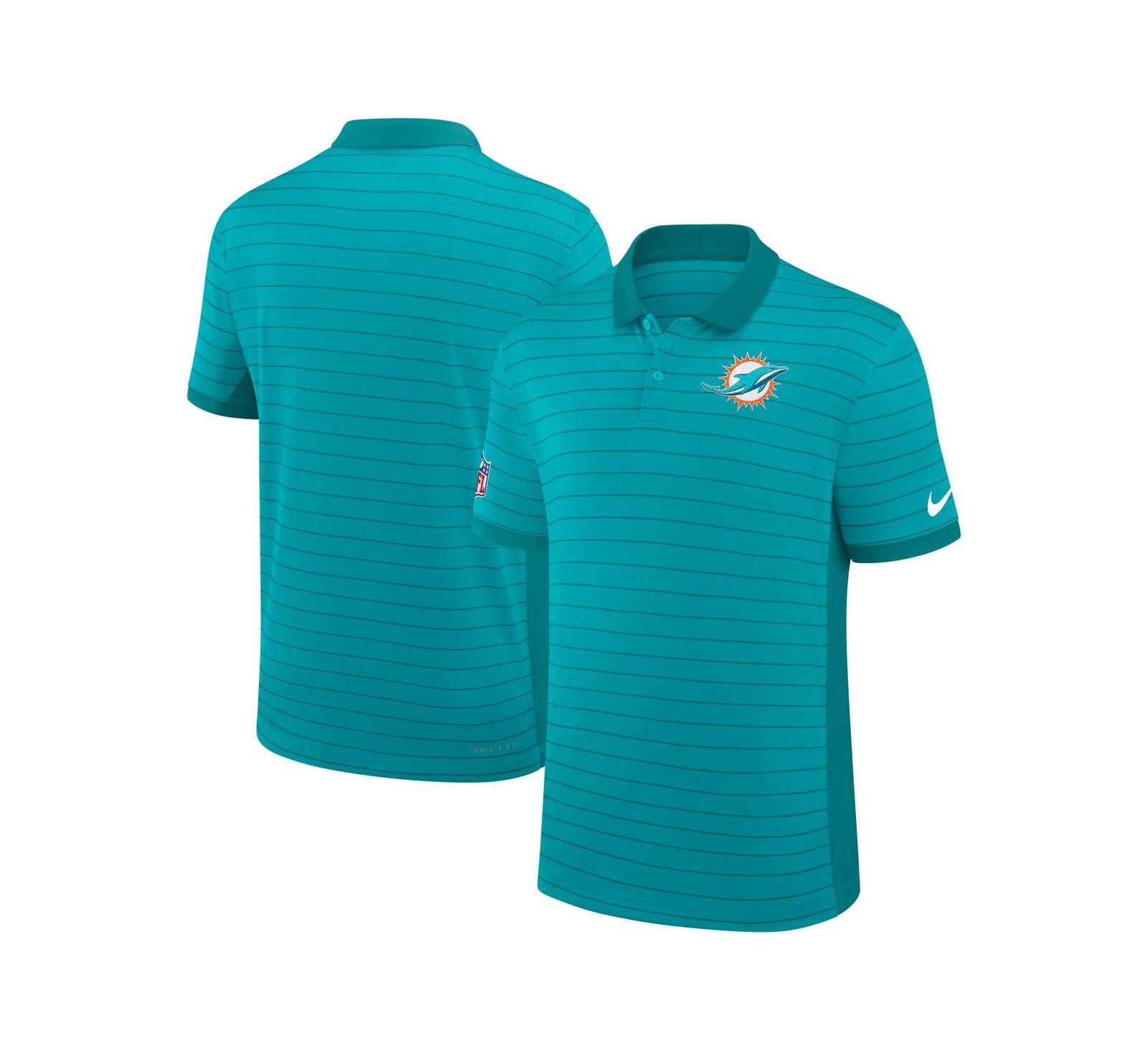 Мужская рубашка-поло Nike Aqua Miami Dolphins Sideline Victory Stripe Performance