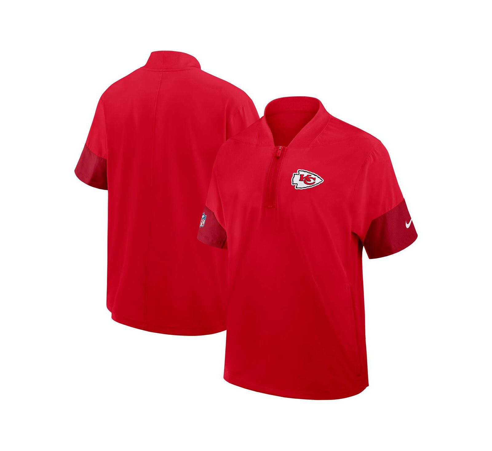 Nike Men's Red Kansas City Chiefs Sideline Short Sleeve Quarter-Zip Performance Coach Jacket