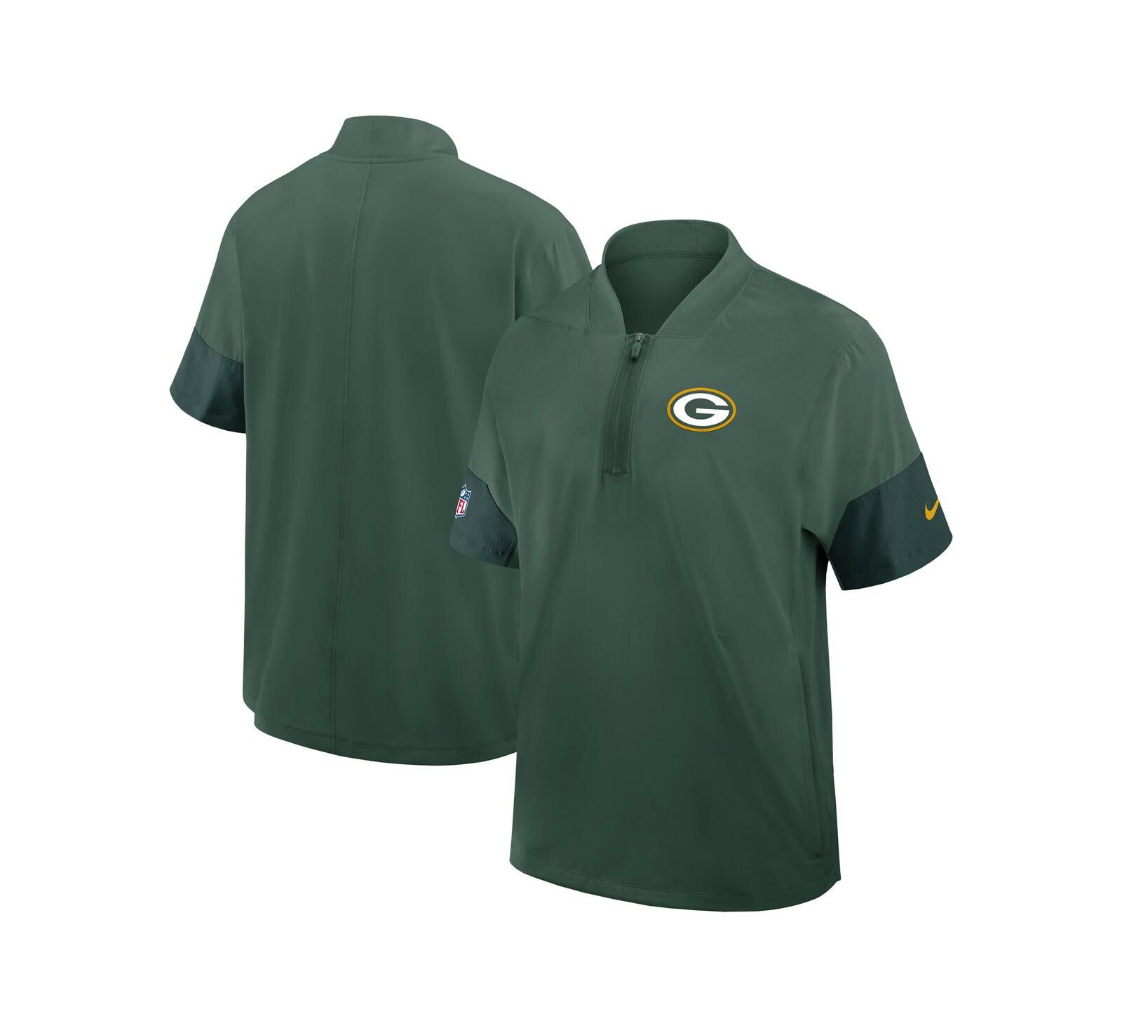 Nike Men's Green Green Bay Packers Sideline Short Sleeve Quarter-Zip Performance Coach Jacket