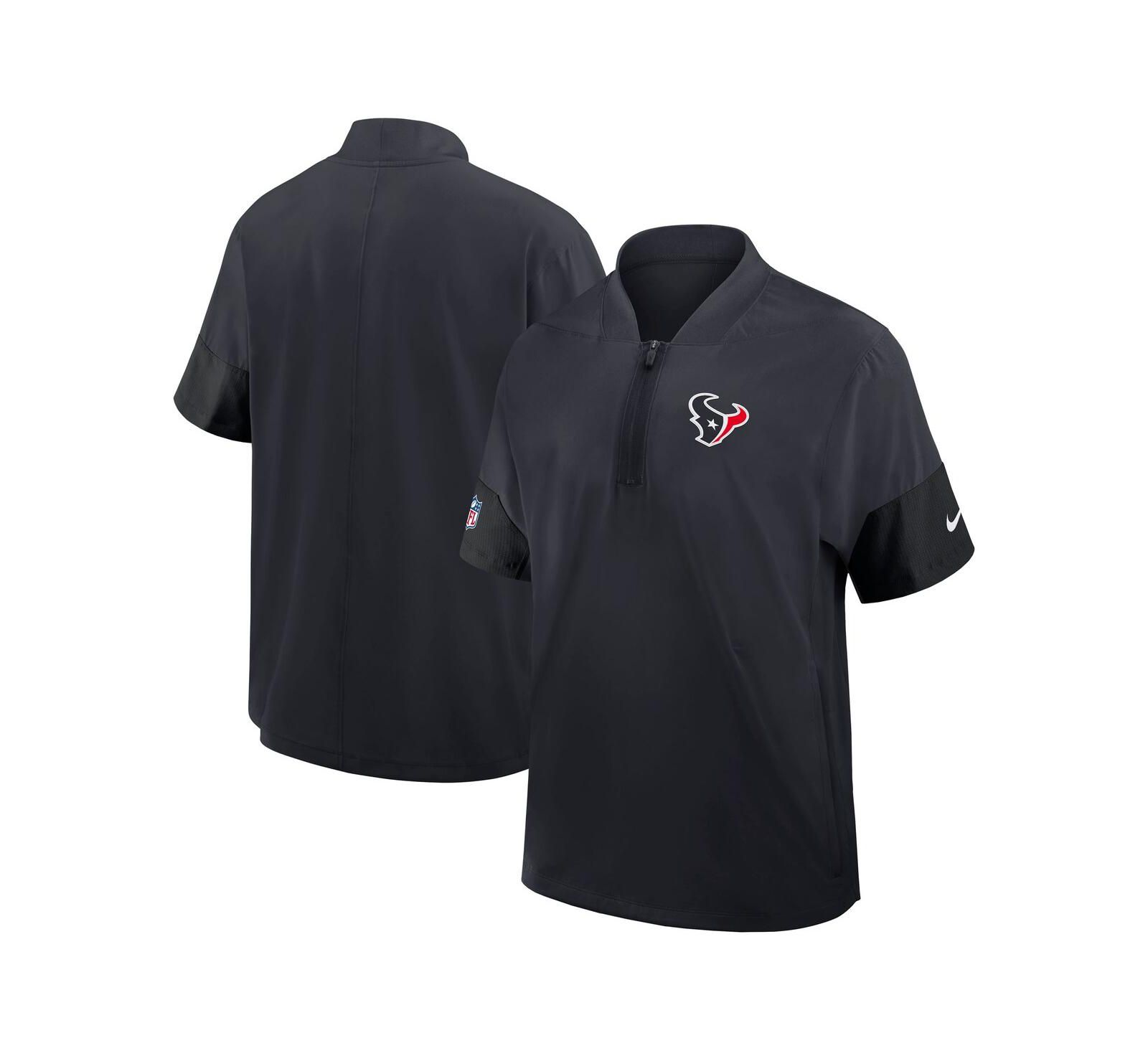 Nike Men's Navy Houston Texans Sideline Short Sleeve Quarter-Zip Performance Coach Jacket