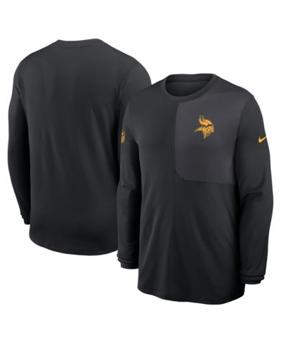 Nike Мужская черная футболка с длинным рукавом Minnesota Vikings Sideline Coach UV Performance