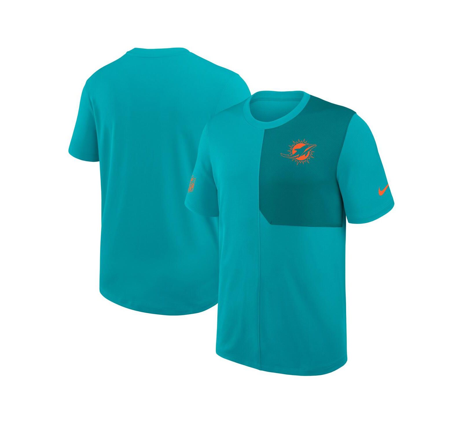 Мужская футболка Nike Miami Dolphins Sideline UV Performance Coach, аквамариновая