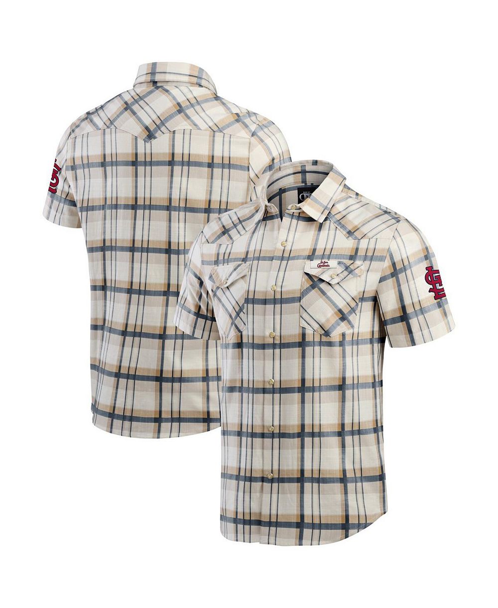 Darius Rucker Collection by Fanatics Men's Cream/Navy St. Louis Cardinals Plaid Full-Snap Shirt