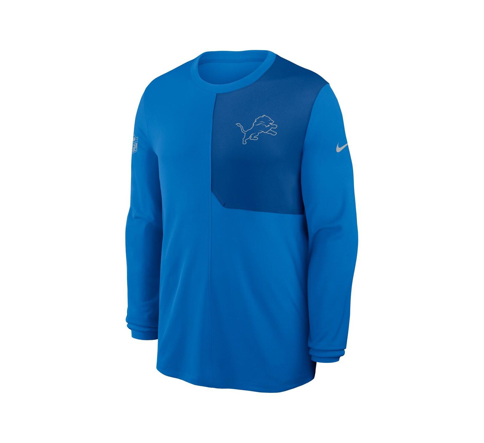Мужская футболка Nike Blue Detroit Lions Sideline Coach UV Performance Long Sleeve T-Shirt