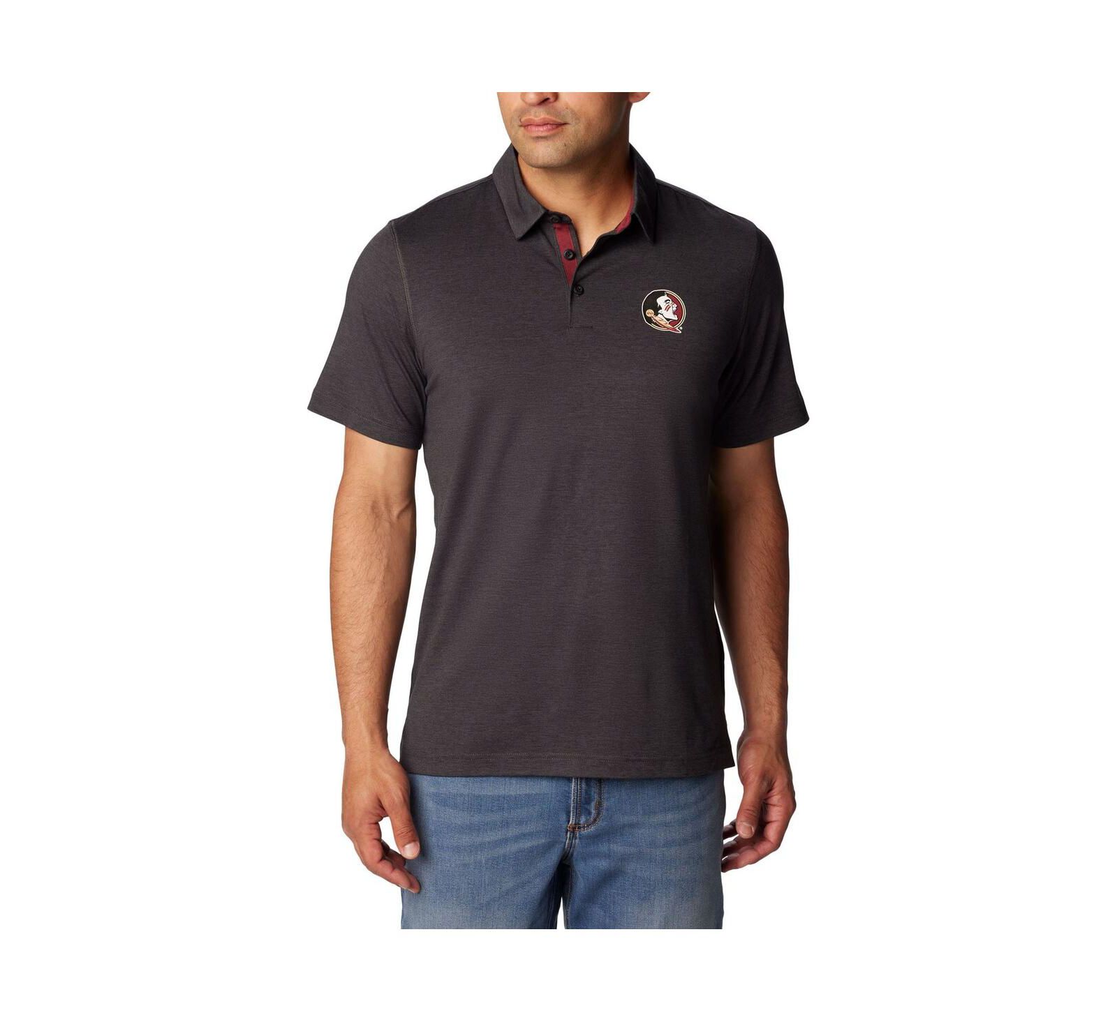 Columbia Men's Heather Black Florida State Seminoles Tech Trail Omni-Wick Polo Shirt