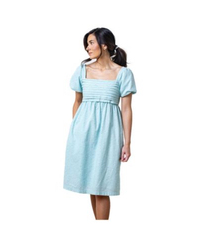 Hope & Henry Женский Hope and Henry Ruched Linen Bubble Sleeve Dress