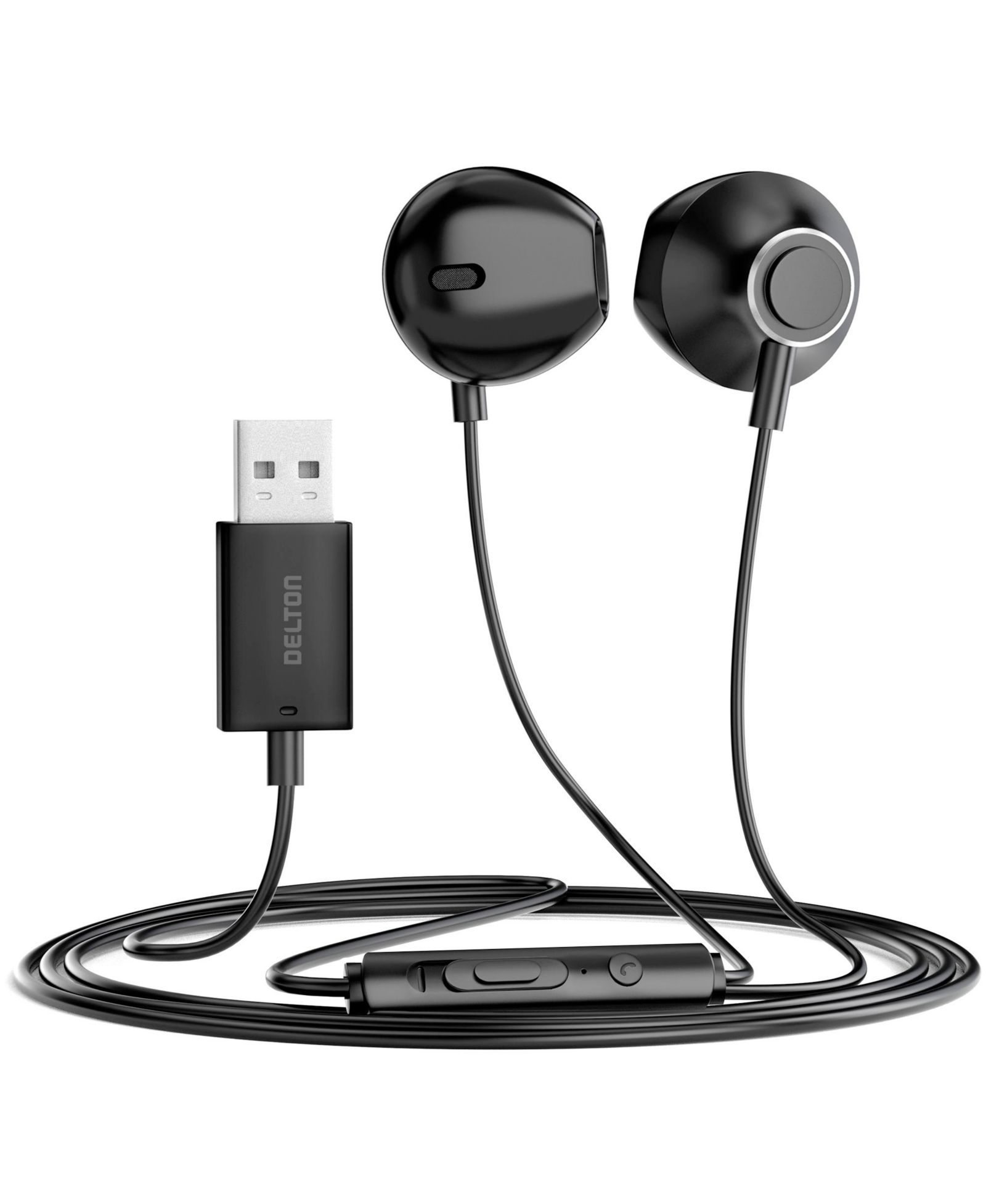 Delton 10E Wired USB Type-A Microphone Earbuds