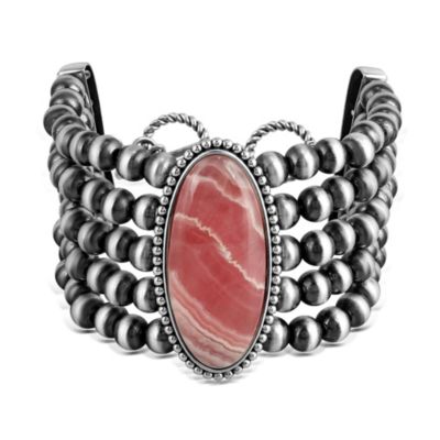 American West Jewelry Браслет с розовым родохрозитом, серебро, Size Large