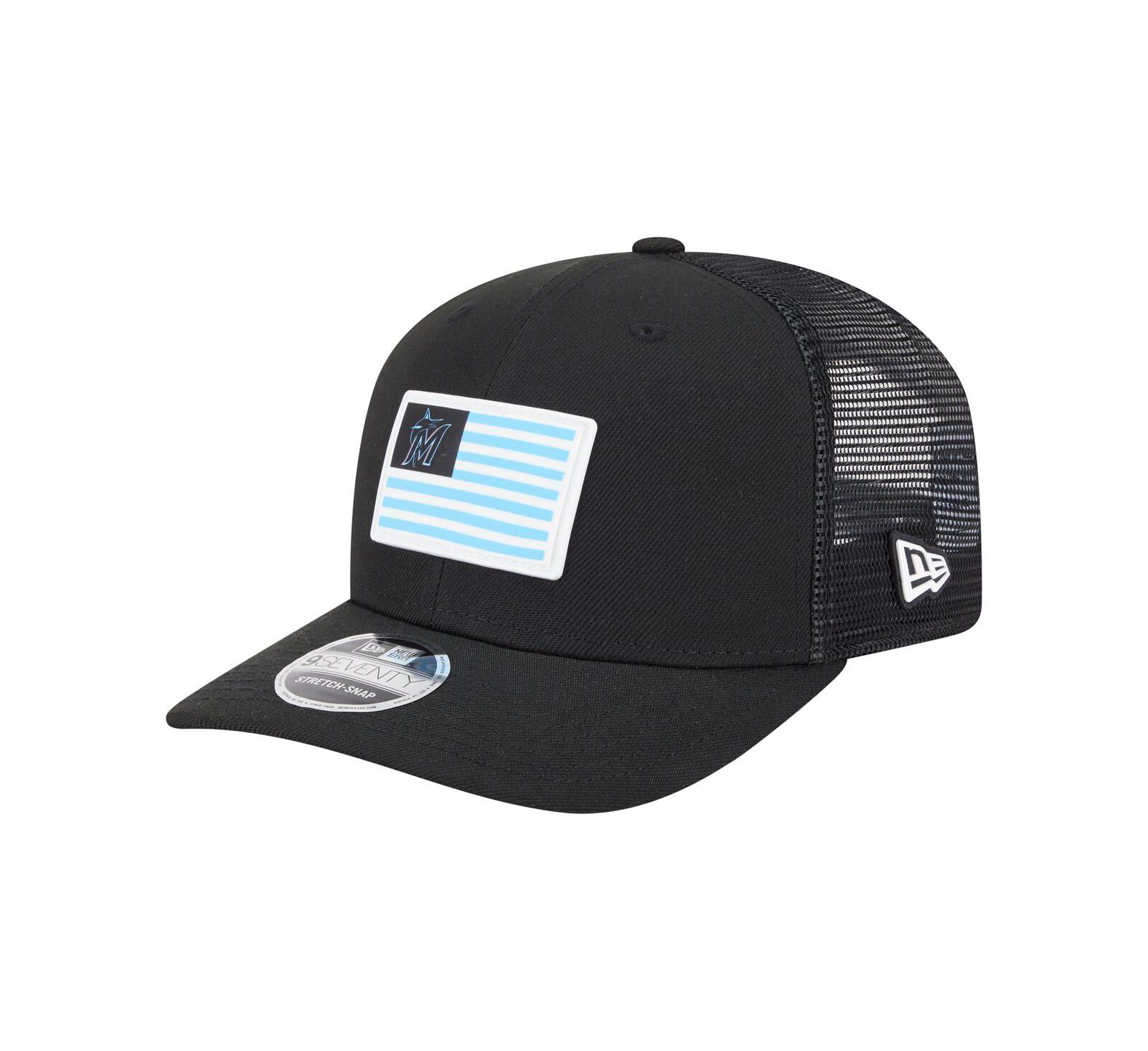 Мужская кепка New Era Miami Marlins Flag 9SEVENTY COOLERA Stretch-Snap, черная