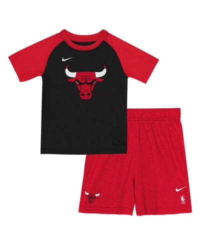 Nike Big Boys and Girls 2-Piece Red/Black Chicago Bulls Practice T-Shirt and Shorts Set