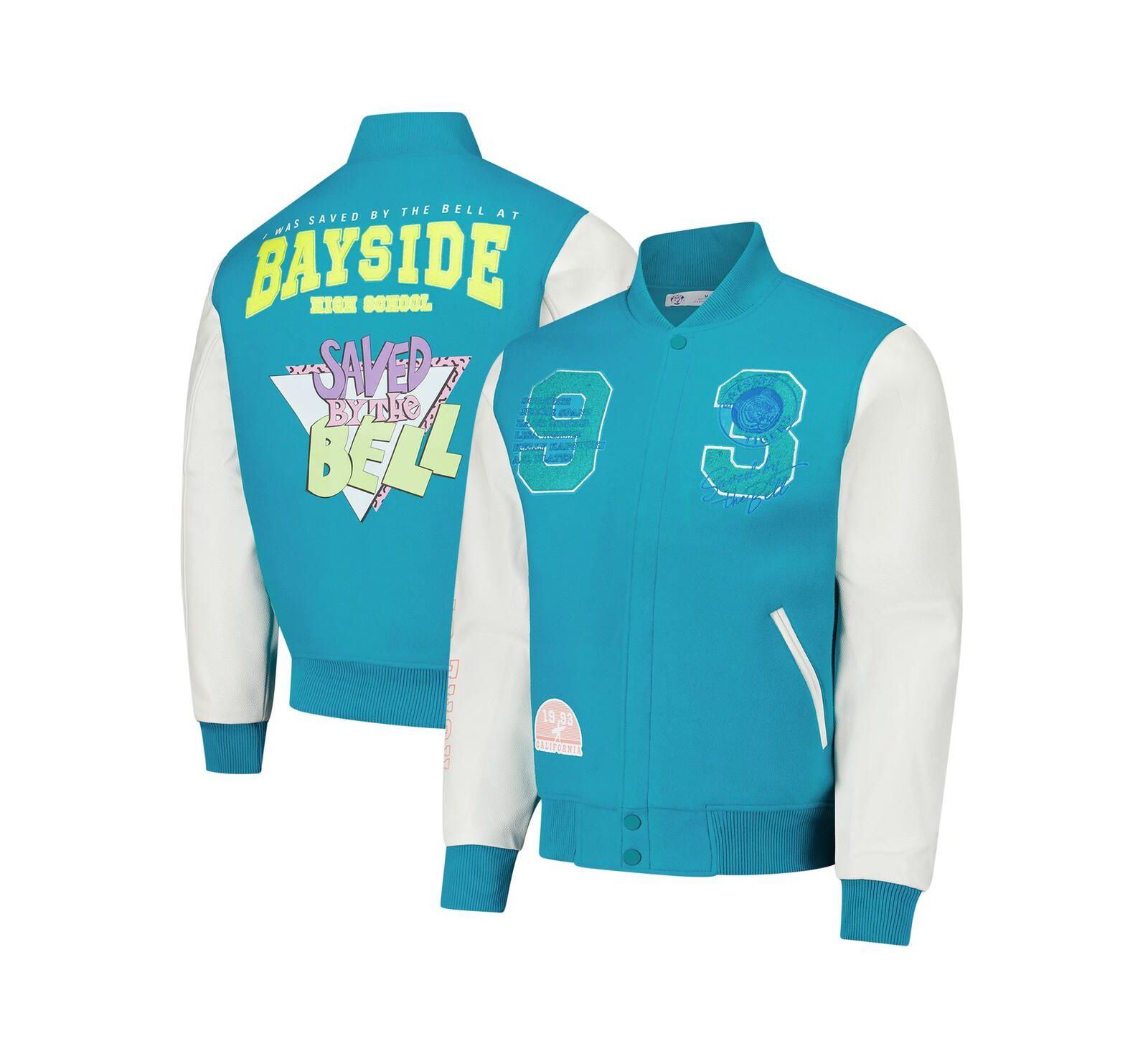 Freeze Max Men's Aqua Saved by the Bell Tigers Varsity Full-Snap Jacket
