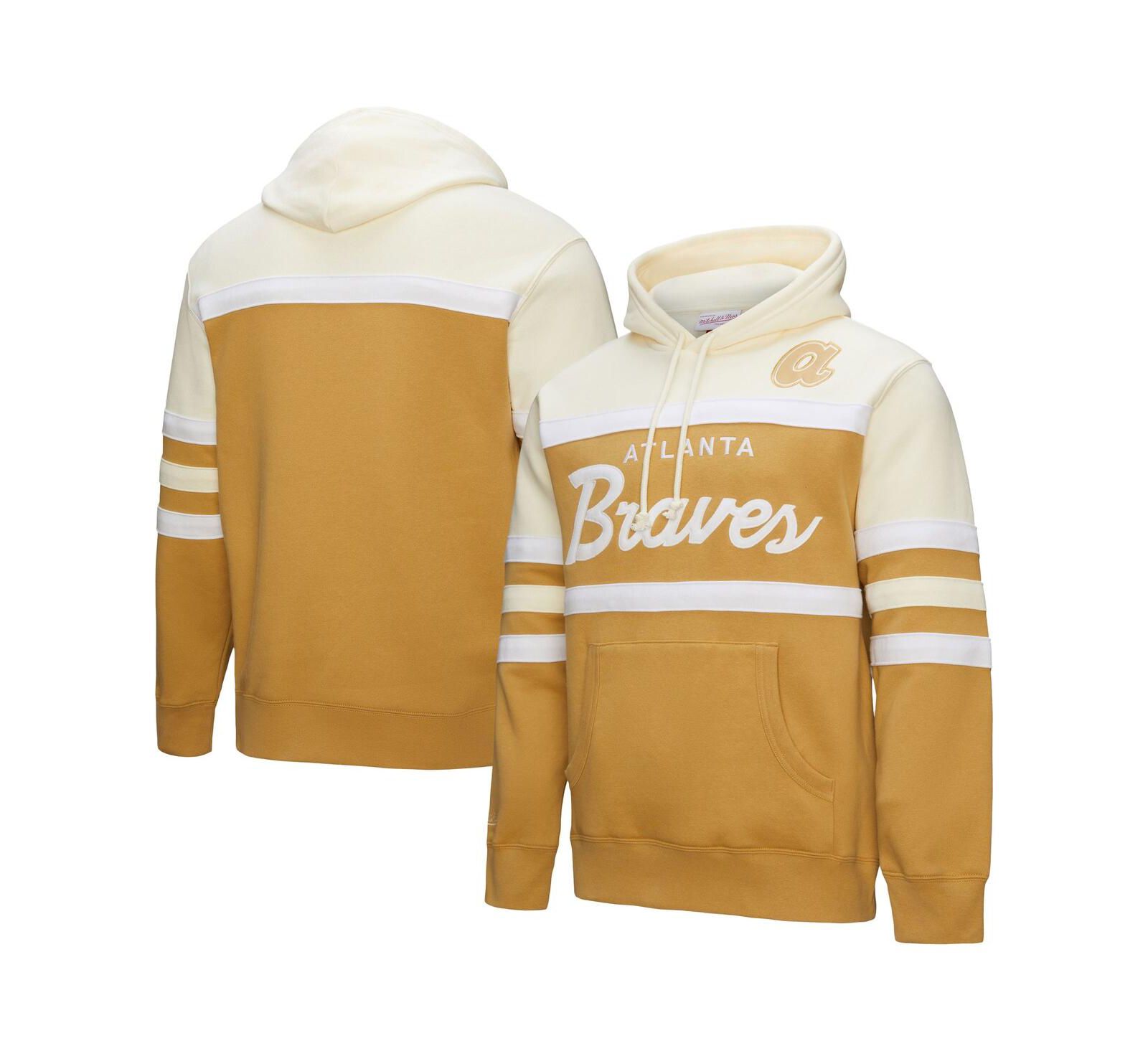 Худи Mitchell & Ness Men's Tan/Cream Atlanta Braves Head Coach Pullover