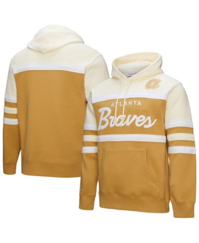 Худи Mitchell & Ness Men's Tan/Cream Atlanta Braves Head Coach Pullover