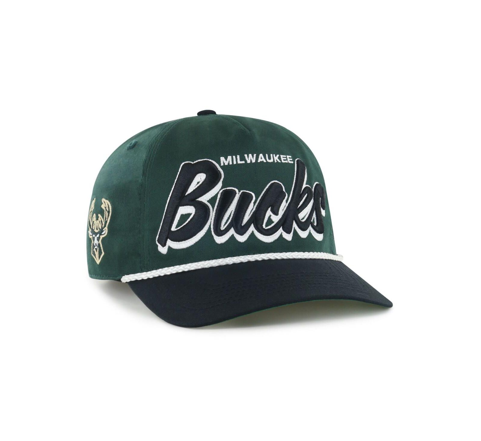 Мужская регулируемая кепка '47 Brand Milwaukee Bucks Drop Shadow Rope Hitch Hunter Green/Black