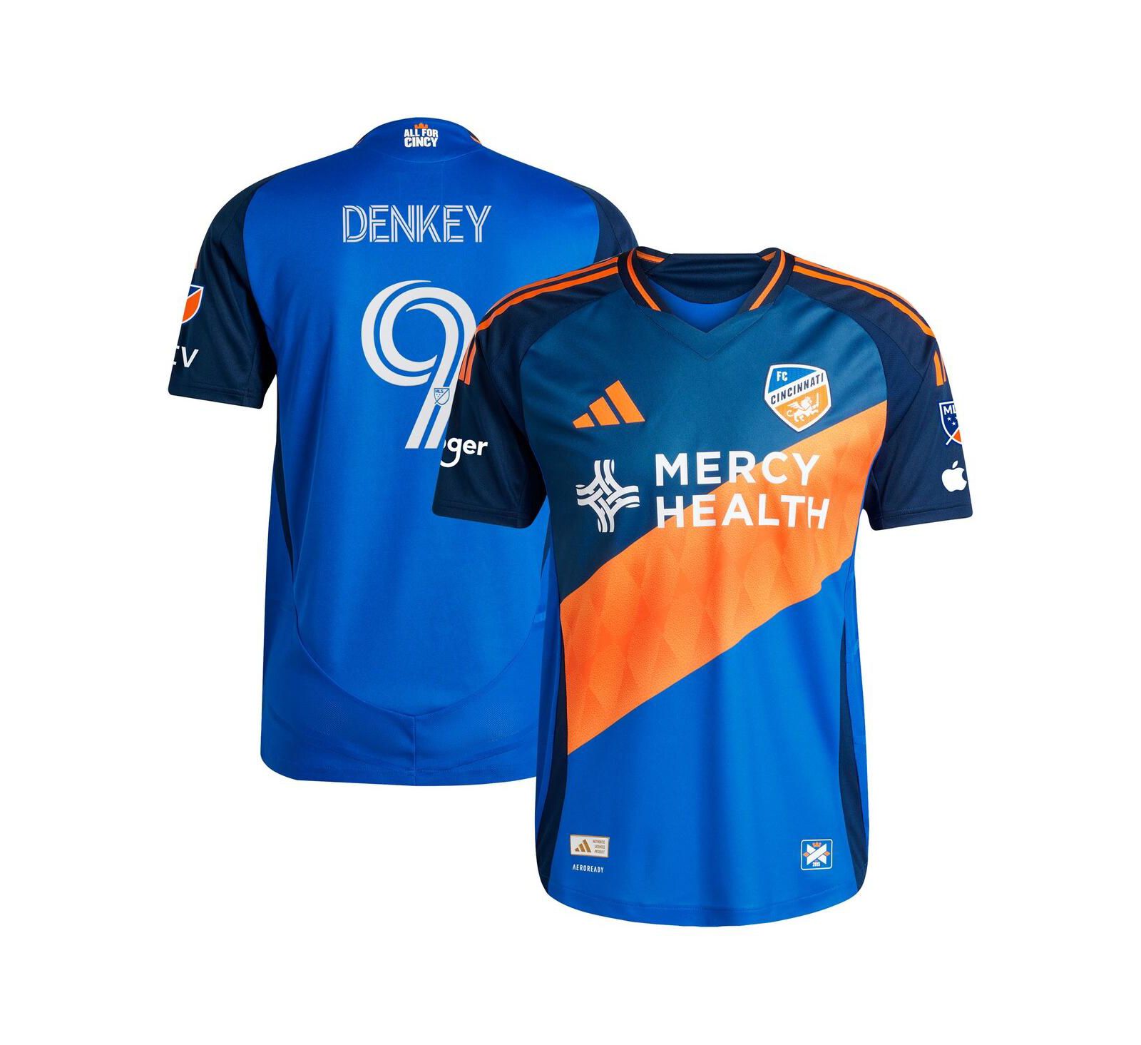 adidas Мужская джерси игрока Kevin Denkey FC Cincinnati 2025 Blue Legacy Kit Authentic