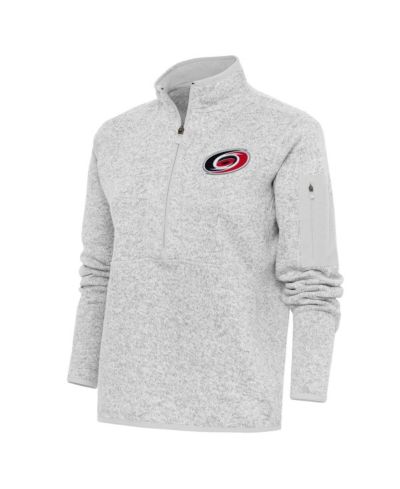 Antigua Women's Heather Gray Carolina Hurricanes Team Logo Fortune Quarter-Zip Jacket