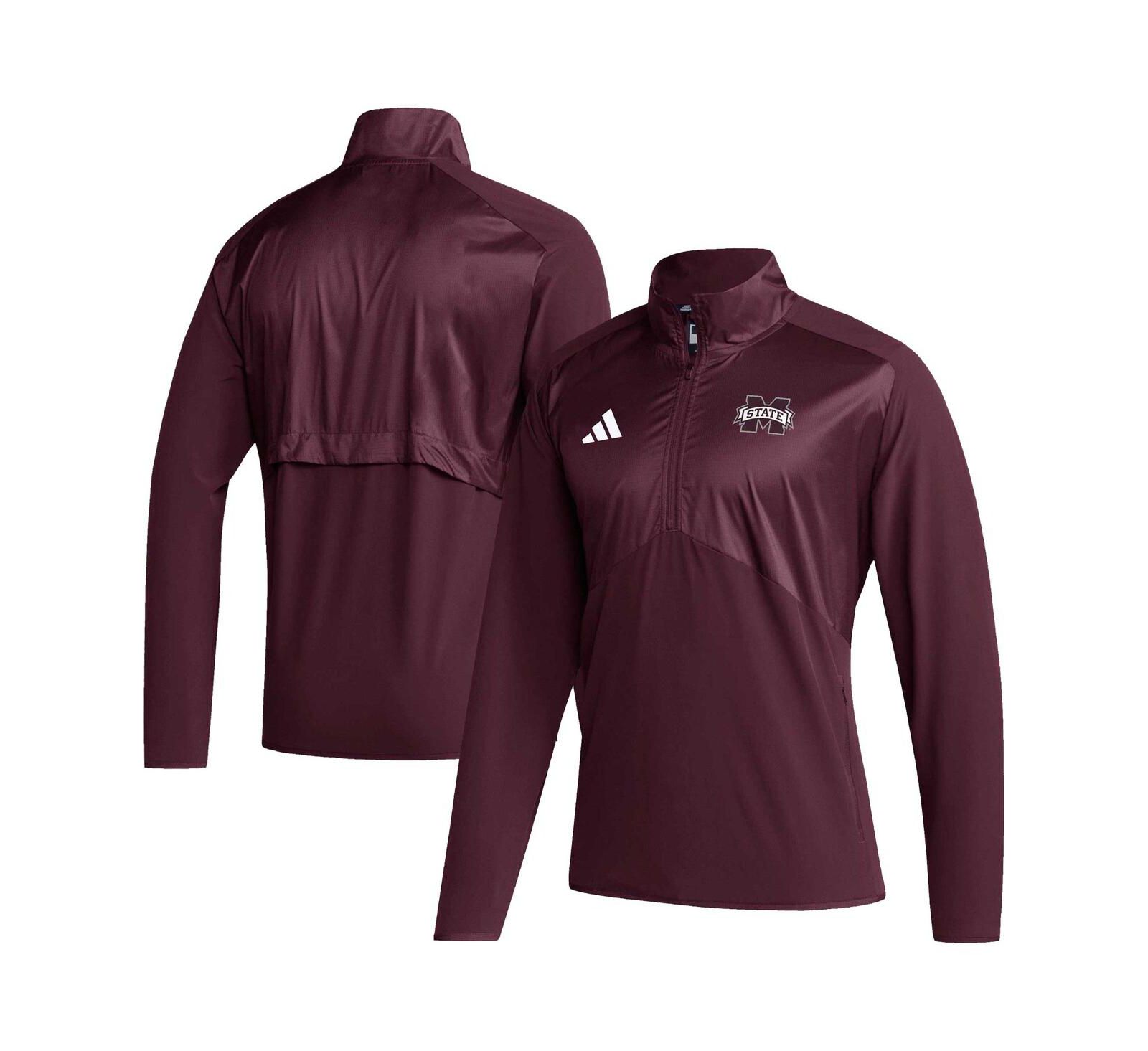 Adidas Men's Maroon Mississippi State Bulldogs Sideline AEROREADY Raglan Sleeve Quarter-Zip Jacket