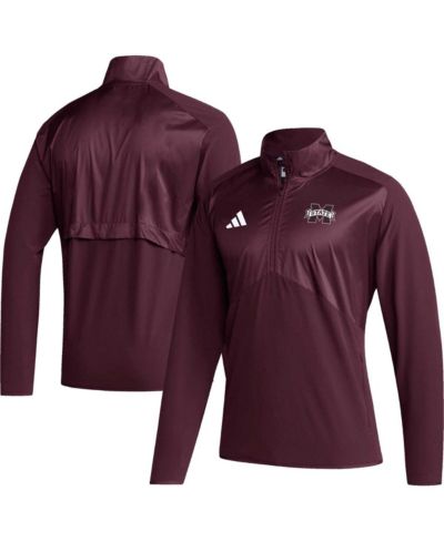 adidas Мужской ветровка Adidas Mississippi State Bulldogs Sideline AEROREADY Raglan Sleeve Quarter-Zip Maroon