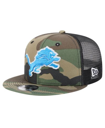 New Era Big Boys and Girls Camo Detroit Lions Throwback Main Trucker 9FIFTY Snapback Hat