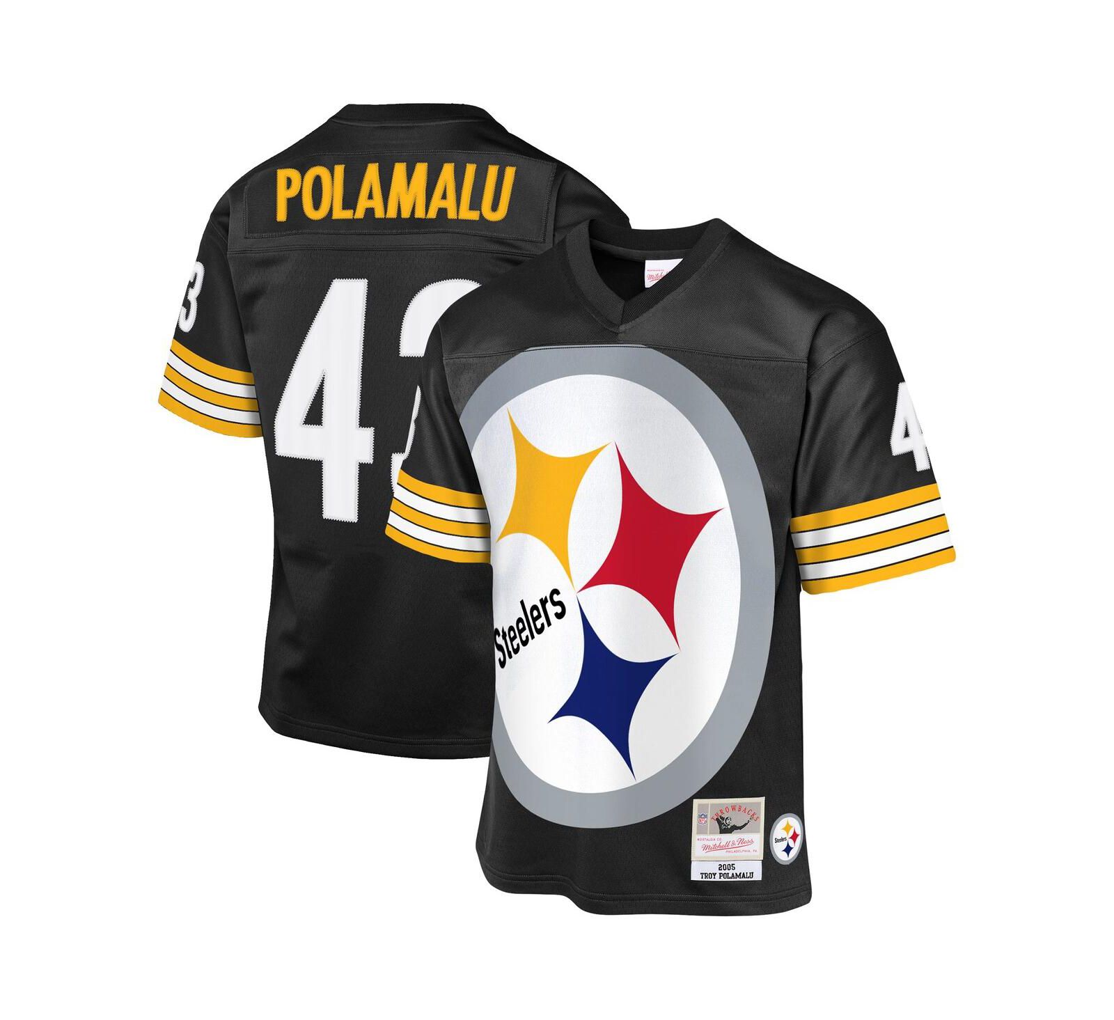 Детская джерси Mitchell & Ness Black Troy Polamalu Pittsburgh Steelers 2005 Throwback Fashion
