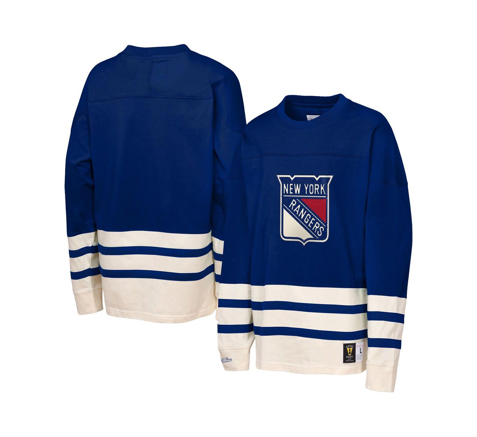 Mitchell & Ness Футболка с длинным рукавом для мальчиков и девочек New York Rangers, синяя