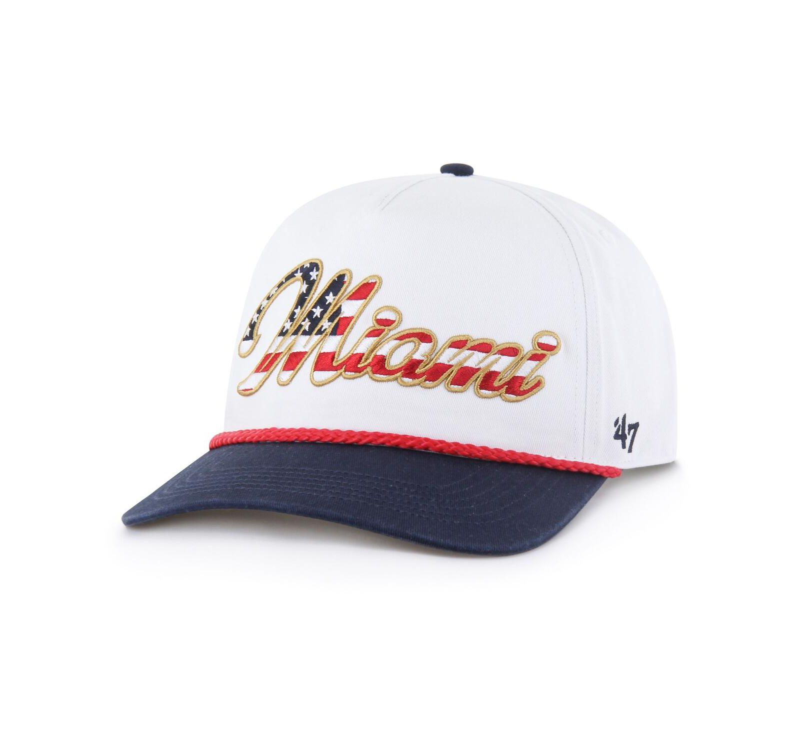 '47 Brand Men's White Miami Dolphins Patriotic Overhand Hitch Adjustable Hat